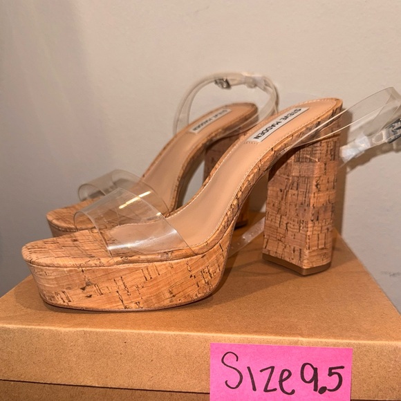 Steve Madden Transparent Cork Block Heels - Picture 1 of 1